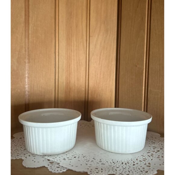 Vintage Enoch Wedgwood Tunstall Ironstone Ramekins Classic White Edme Set of 2 - Picture 5 of 8